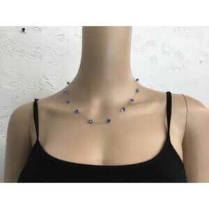 Blue Floating Illusion Necklace Silver